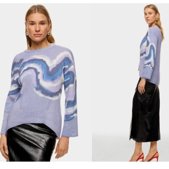 Prabal Gurung Sweater Tie-Dye Ribbed Mock Neck Purple Size Medium *READ FLAW* - Picture 1 of 7